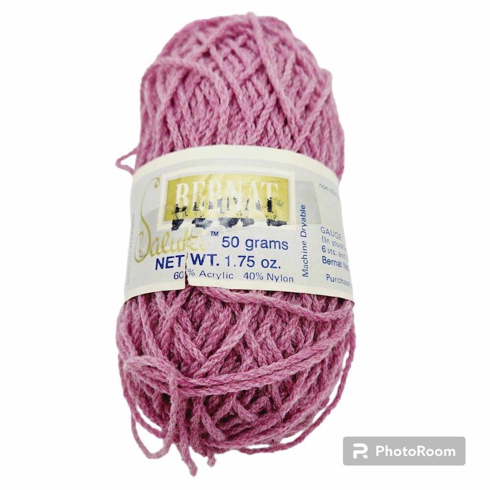 Bernat Saluki Yarn Pink Lilac Acrylic Nylon Vintage NOS 1 Skein
